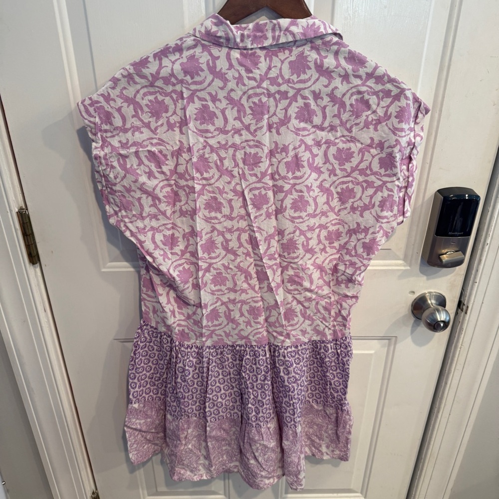 Ros Garden Pauline Lilac Morgana Dress Short Sleeve Button Front - Picture 6 of 6
